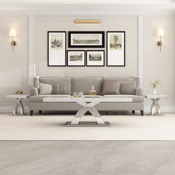 Westco Furniture 3 Piece Marble Top Living Room Table Set Wayfair